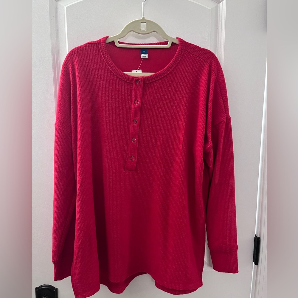 NEW Old Navy Women’s So Soft Long Sleeve Red Henley